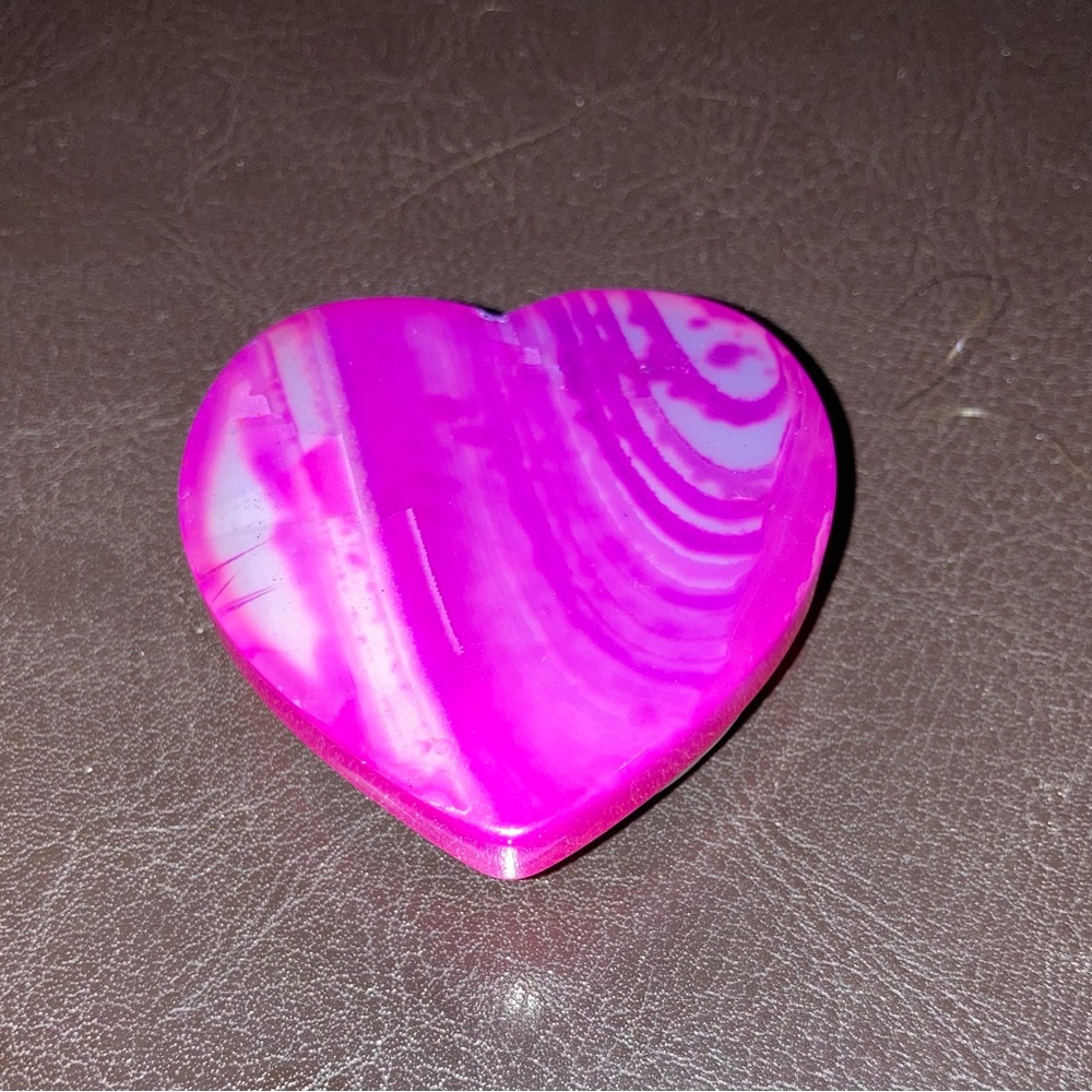 Pink Heart Agate Phone Stone